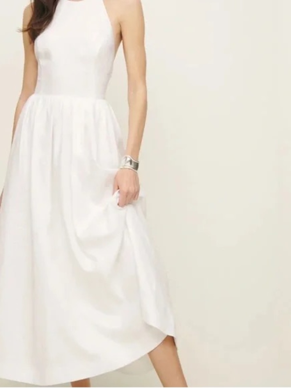 Reformation Percy Sleeveless White Midi Dress